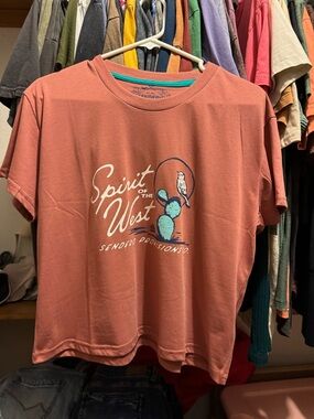 Spirit of the West Graphic Tee - Rust with Turquoise Print